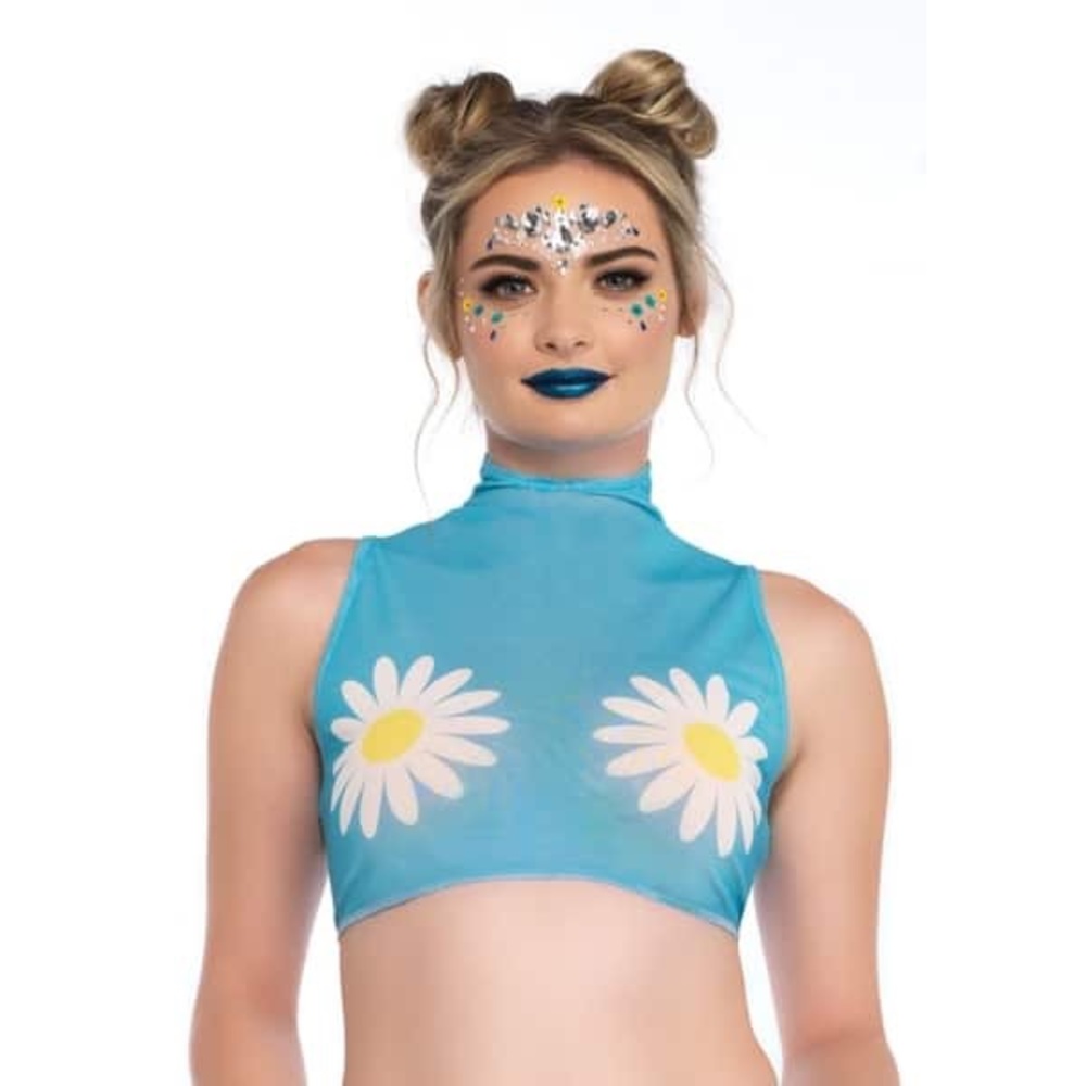 Leg Avenue Daisy Mesh Crop top (NWOT)